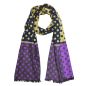 Preview: Scarf Shawl 100% Silk Flannel Jacquard Lila Yellow Black Grey Points